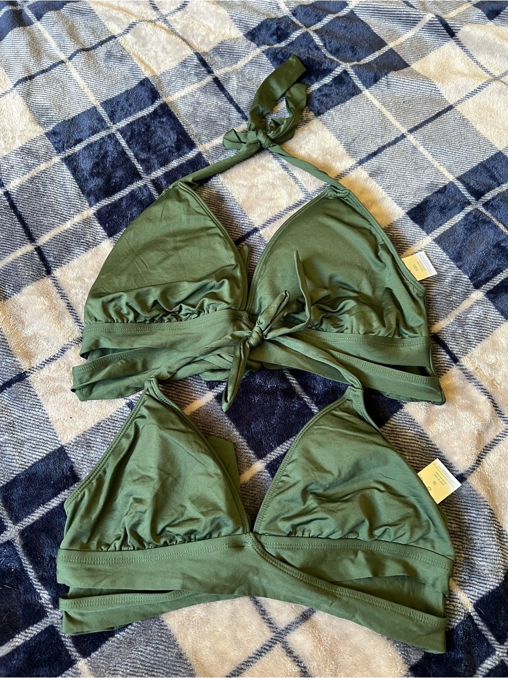 Olive Green Triangle  Tops - Set of 2